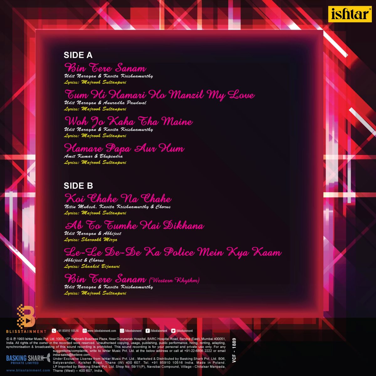 Yaara Dildara – VCF 1889 – New Release Hindi LP Vinyl Record - Image 2