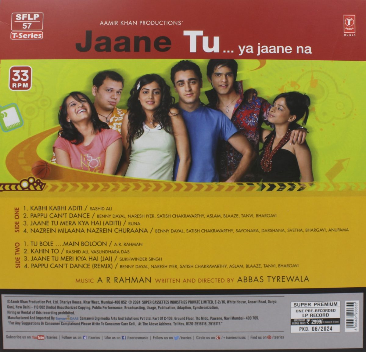 Jaane Tu...Ya Jaane Na - SFLP 57 - New Released LP Hindi Vinyl Record - Image 2