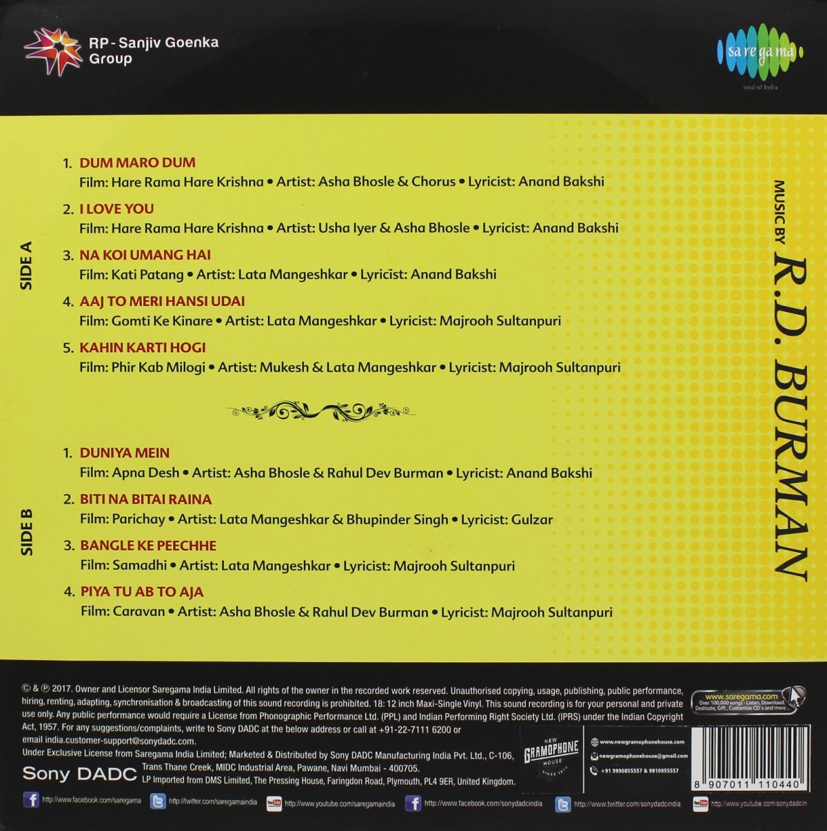 R. D. Burman - The Legendary - S6710S00046 - New Released Hindi LP Vinyl   - Image 2