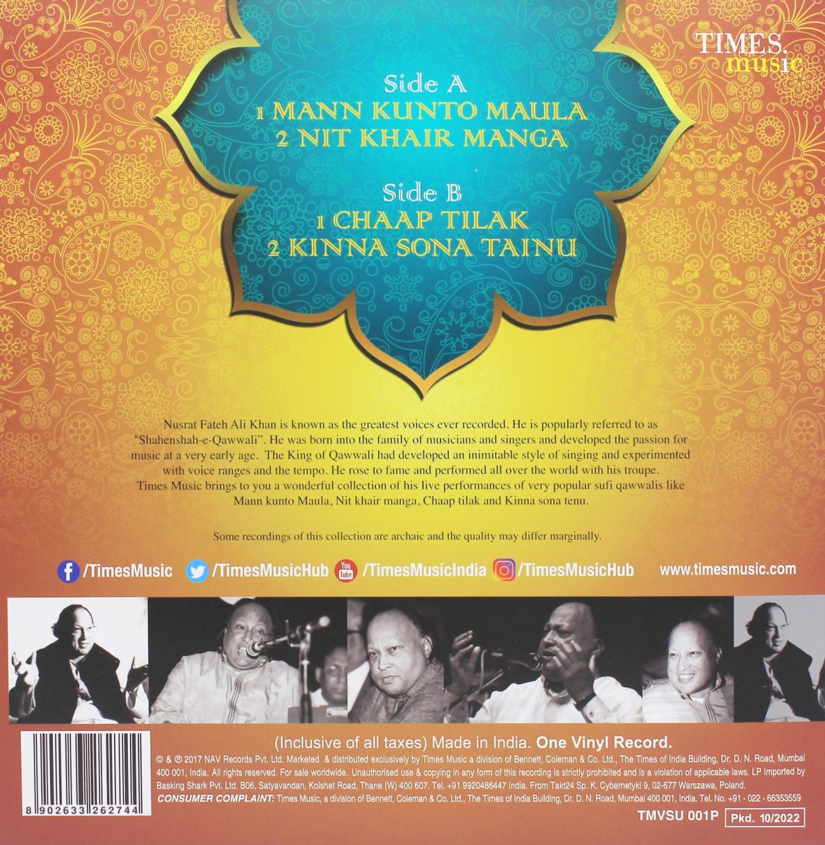 Nusrat Fateh Ali Khan - The Ultimate Sufi Collection - TMVSU 001P - LP Record - Image 2