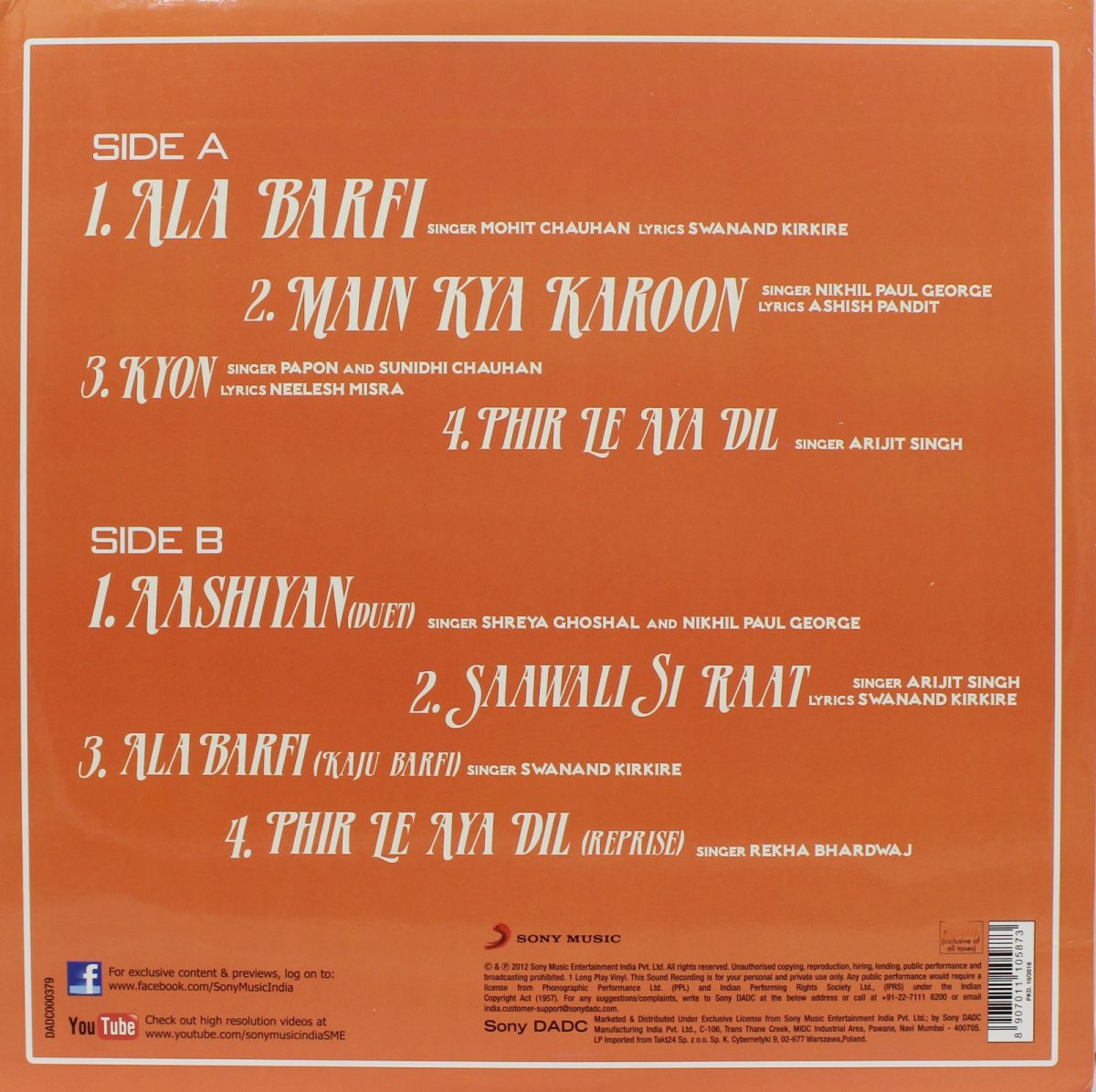 Barfi - DADC000379 - New Release Hindi LP Vinyl Record - Image 2