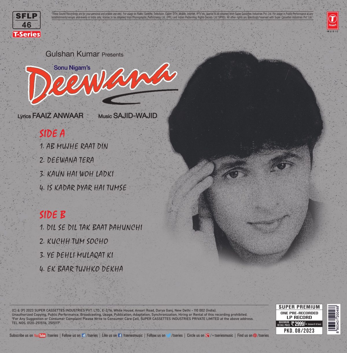 Sonu Nigam - Deewana - SFLP 46 - New Release Hindi LP Vinyl Record - Image 2