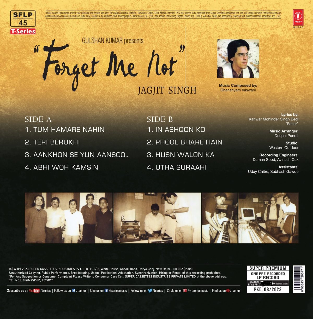 Jagjit Singh – Forget Me Not - SFLP 45 - New Release Hindi LP Vinyl Record - Image 2