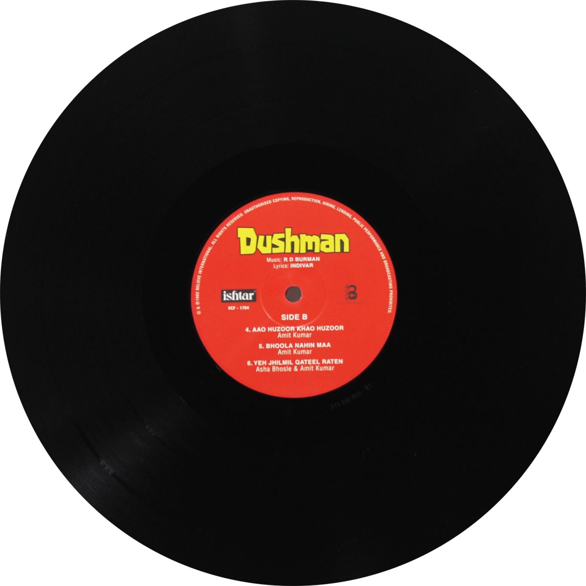Dushman - VCF 1704 - New Release Hindi LP Vinyl Record - Image 3