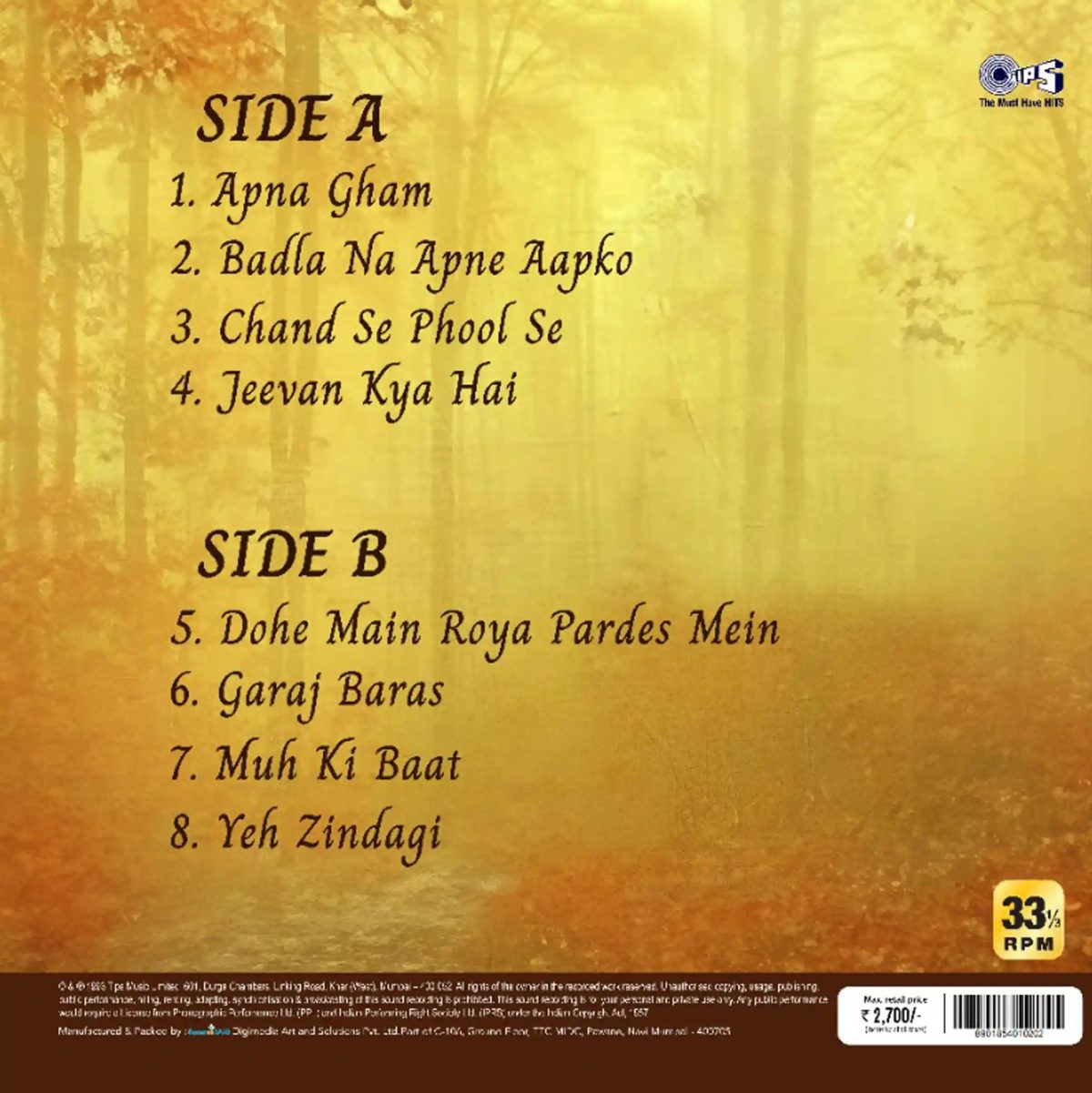 Jagjit Singh (Insight) - New Release Hindi LP Vinyl Record