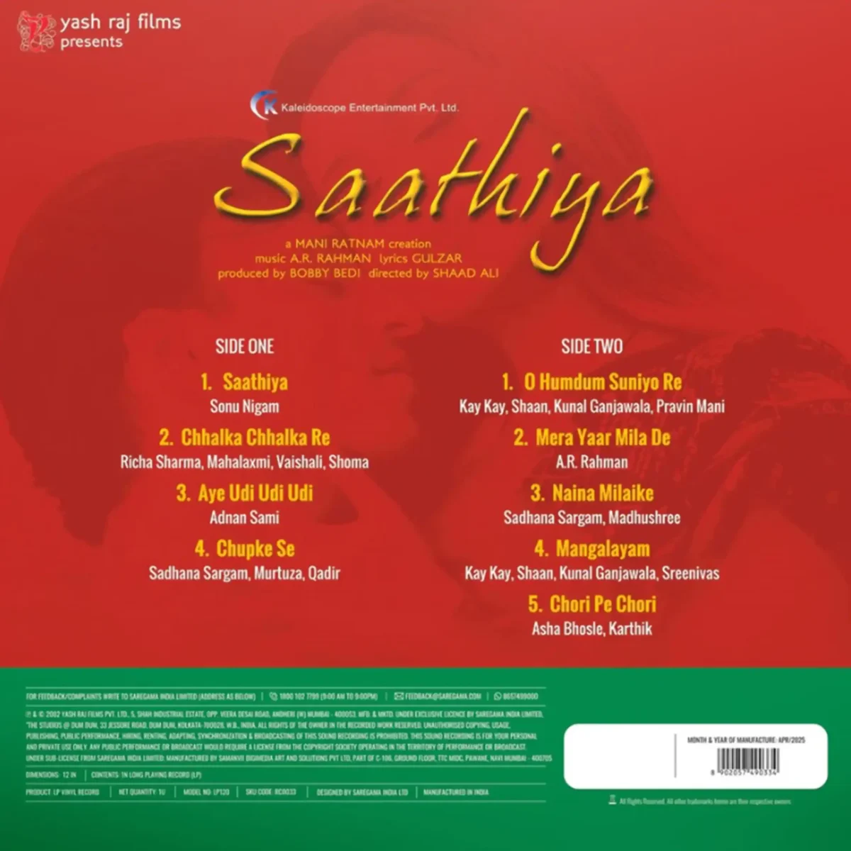 Saathiya - 8902057490334 - New Release Hindi LP Vinyl - Image 2