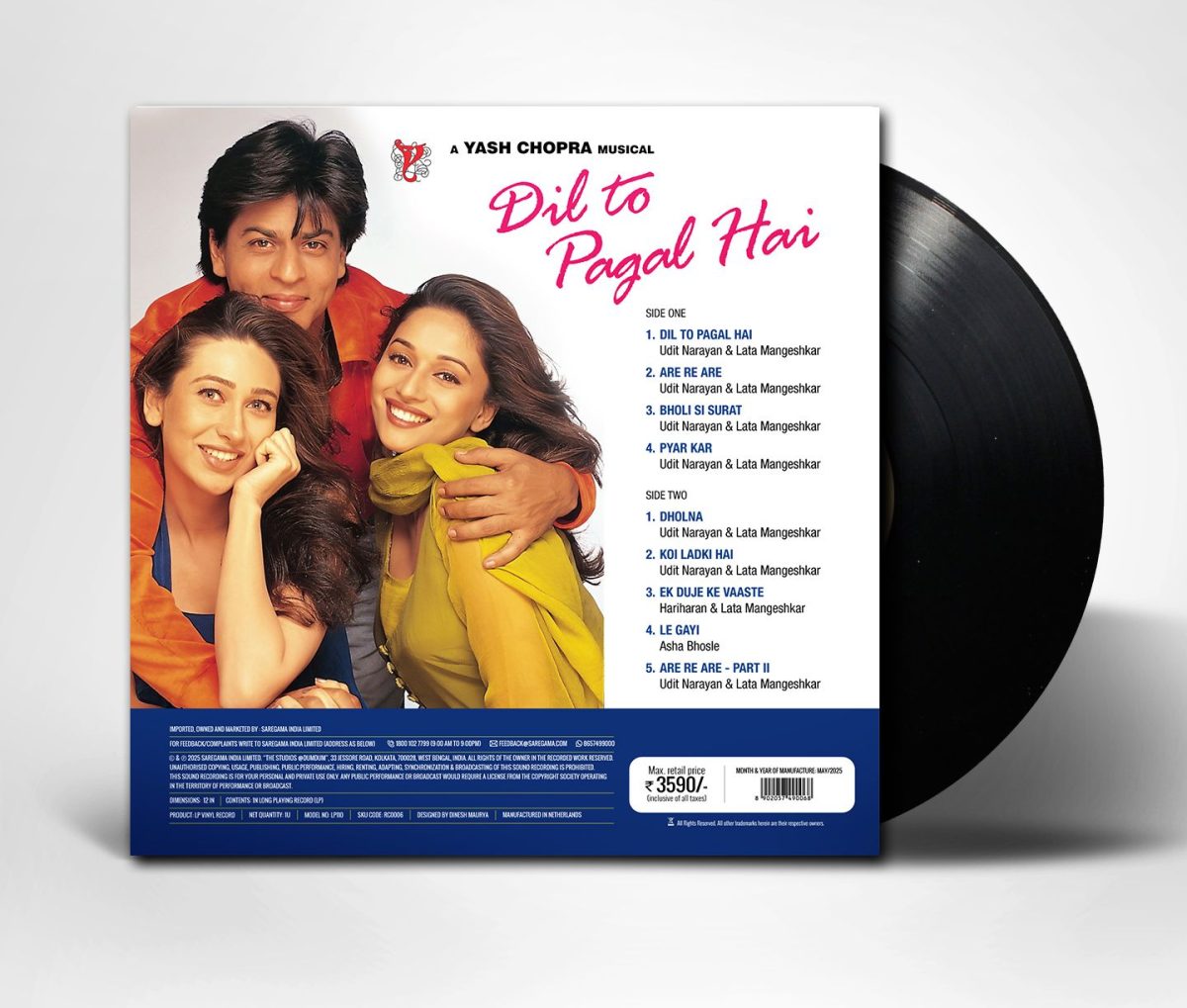 Dil to Pagal Hai - 8902057490310 - New Hindi Release LP Vinyl - Image 3