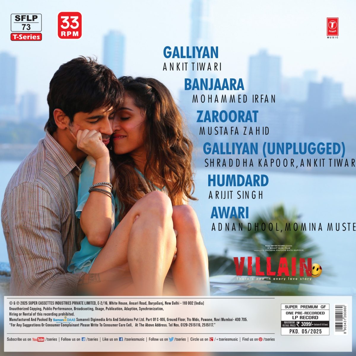 Ek Villain - SFLP 73 - CBF - New Release Hindi LP Vinyl - Image 2