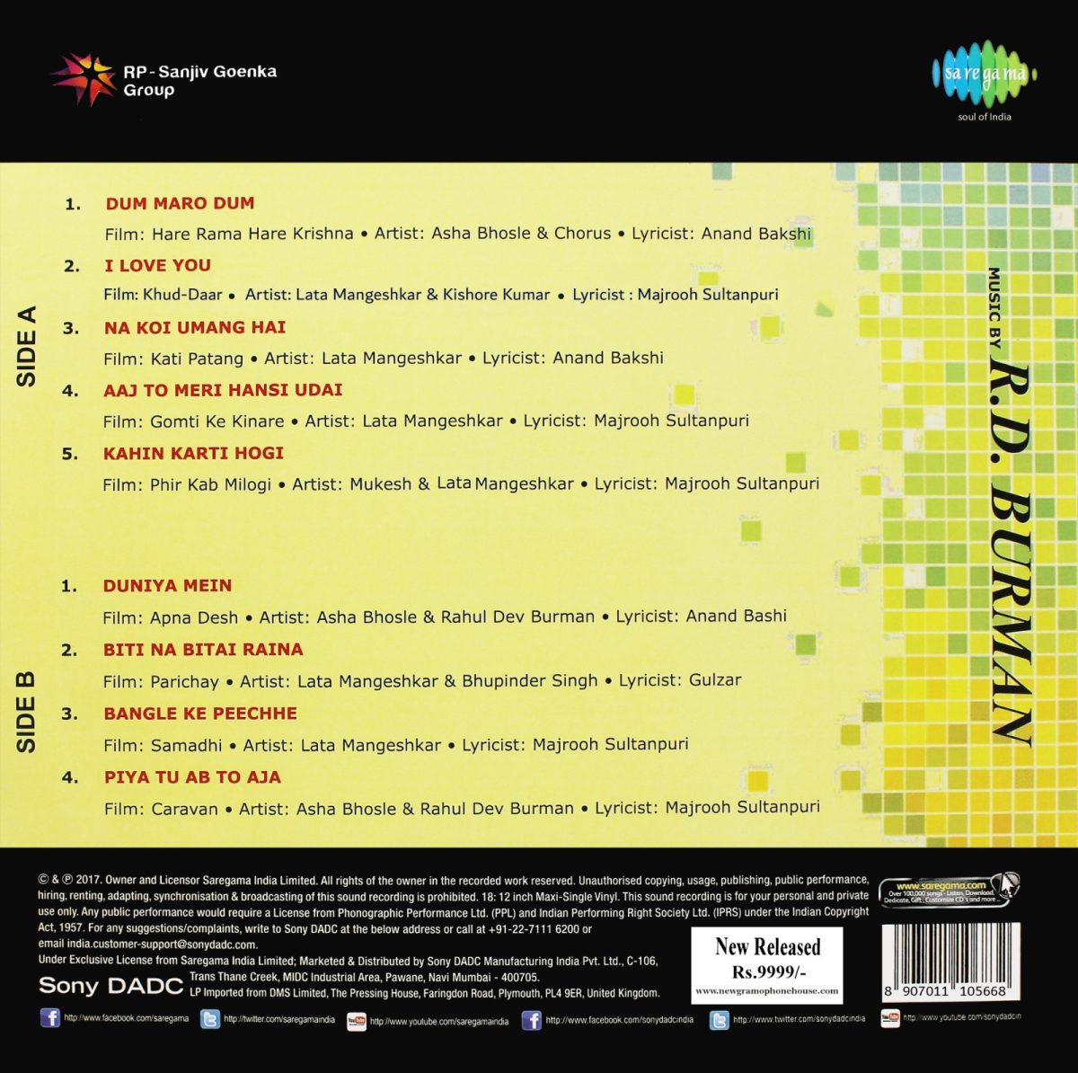 R. D. Burman - Evergreen Hits Of - S6710S0014 - LP Record - Image 2