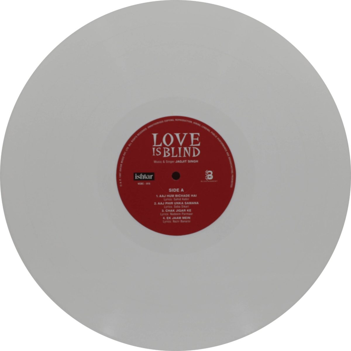 Jagjit Singh - Love Is Blind - VCBC 015 - Transparent White Coloured - New Release Hindi LP Vinyl Record - Image 4