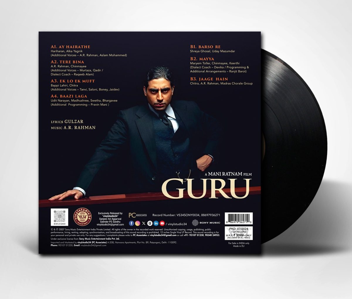 Guru - VS35SONY0034 - Cover Book Fold - New Release Hindi LP Vinyl Record - Image 4
