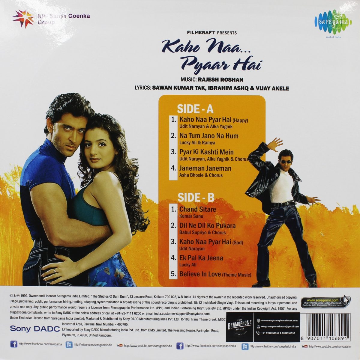 Kaho Naa... Pyaar Hai - S6710S00032 - New Release Hindi LP Vinyl Record - Image 2