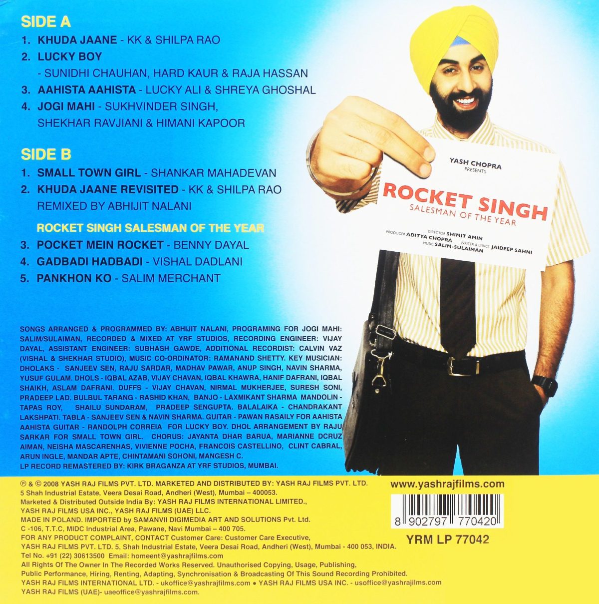 Bachna Ae Haseeno / Rocket Singh-YRM LP 77042-New Release Hindi LP Vinyl - Image 2