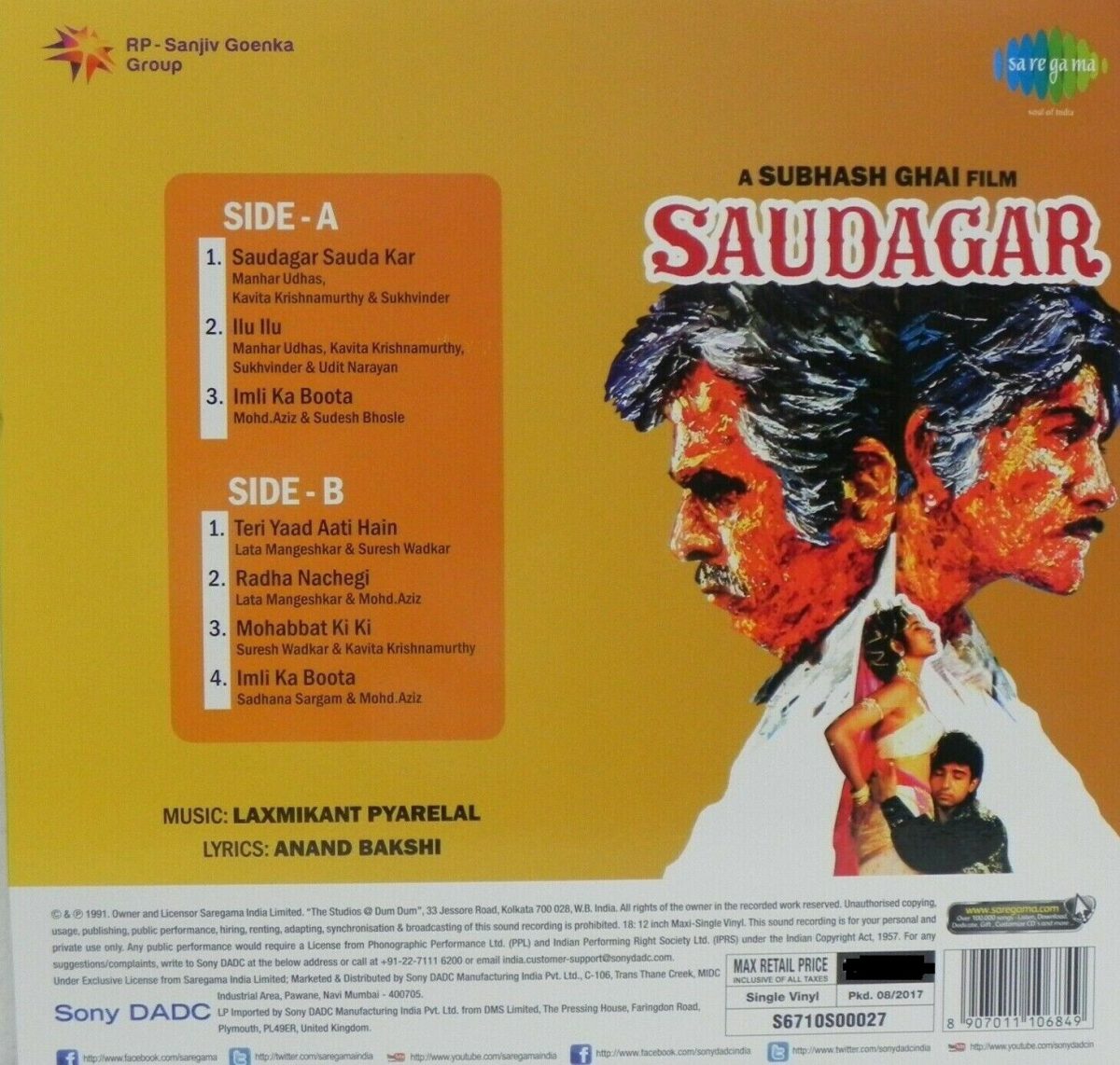 Saudagar - 8907011106849 - New Release Hindi LP Vinyl Record - Image 2