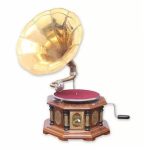 Vintage Replica 8 Corner Wooden Working Gramophone Golden Design With Brass Pillars - Model. GRM1 – (Free - 1 Pcs: 78 RPM Record & 100 Pcs Needles Box) Needles Box)